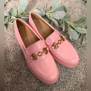 Circus NY Sam Edelman Deana Slip On Loafers Pink Crocodile Faux Leather